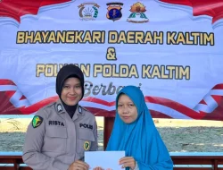 Polwan Polda Kaltim dan Bhayangkari Daerah Kaltim Berbagi Tali Asih kepada Warga di Aspol Segara